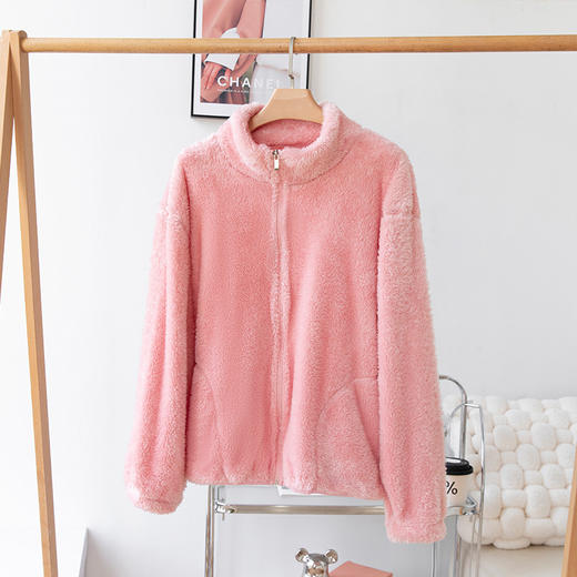 秋冬季【双面北极绒外套】珊瑚绒外套  女式宽松羊羔毛卫衣  温暖加厚北极绒夹克 商品图6