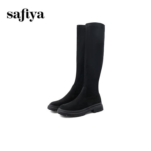 Safiya/索菲娅 2023秋冬网红新款高筒圆头松糕厚底瘦瘦长靴 SF34117031 商品图6