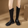 西村名物2023年秋冬新款长靴高筒靴直筒厚底增高骑士靴女秋冬【修饰腿型T23DQ45801 商品缩略图2