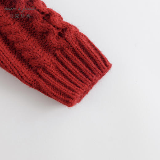 马克珍妮秋冬装新款 女童柔蓝绒圆领休闲绞花毛衣 231956 商品图4