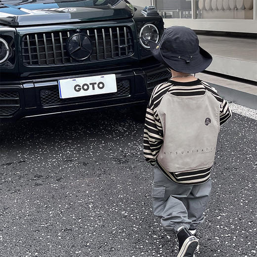 【灰黑条纹，百搭界的万金油！】儿童T恤2023童酷秋款韩版时尚宝宝假两件上衣洋气条纹男童长袖潮 商品图1