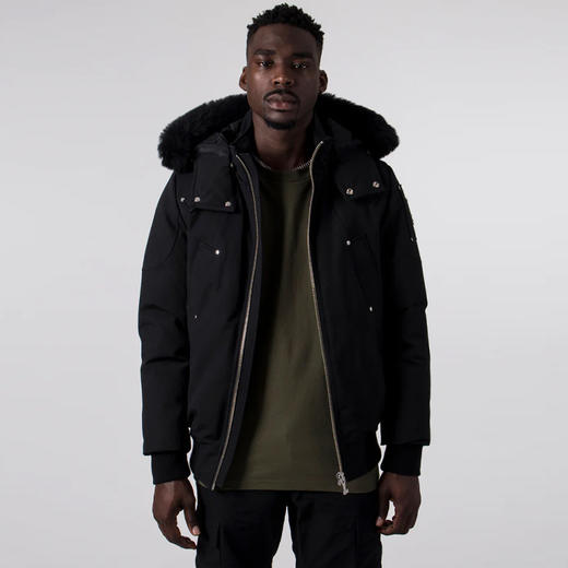 MOOSE KNUCKLES 男士金属驼鹿指节徽标连帽羽绒服 黑色 M32MB000S 305 商品图1