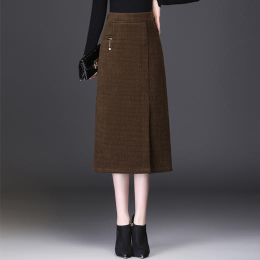 MYX-JY-22603-L长款简约拼接侧开叉时尚通勤包臀一步裙修身气质半身裙 商品图0