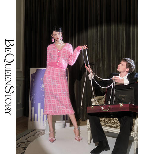 BeQueenStory【粉调八音盒】秋冬日常优雅绵羊毛马海毛羊驼毛套装 商品图4