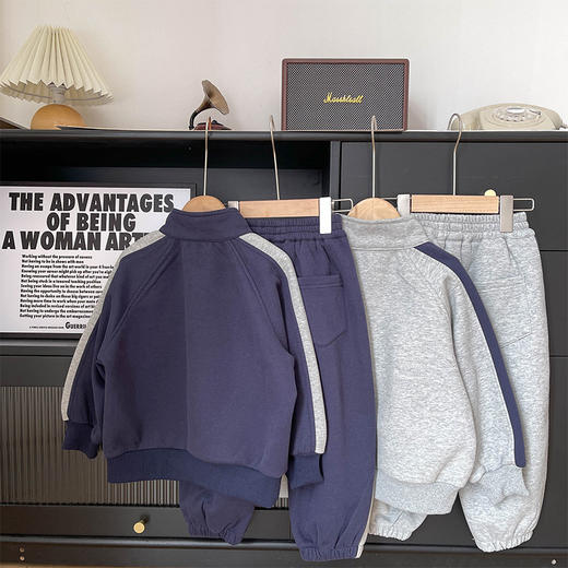 【高品质时尚，舒适兼具的选择！】秋季新款童装儿童运动套装撞色字母休闲两件套男童春秋装是您孩子的理想选择 商品图3