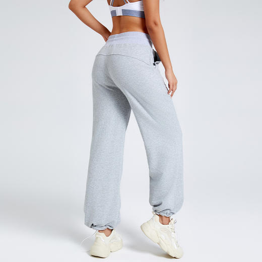 跃牌【瑜见伽人系列】软糯空气层束脚跑步裤锻炼宽松休闲阔腿纯色健身长裤 YZ5068 商品图2