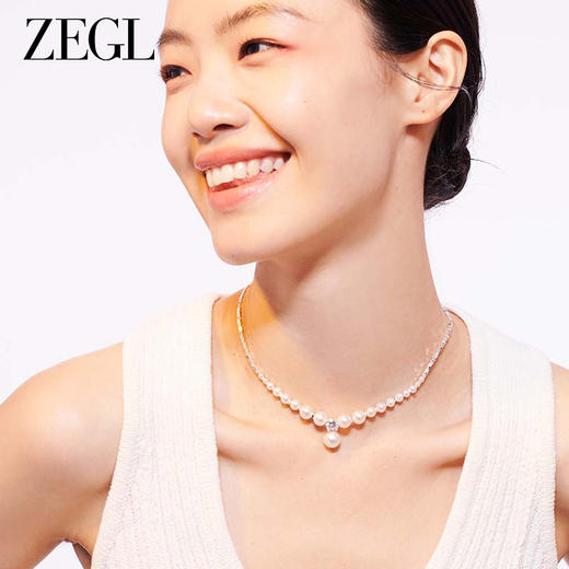 ZEGL碎银子人造大珍珠项链女轻奢小众高级感碎银几两锁骨毛衣颈链 商品图3