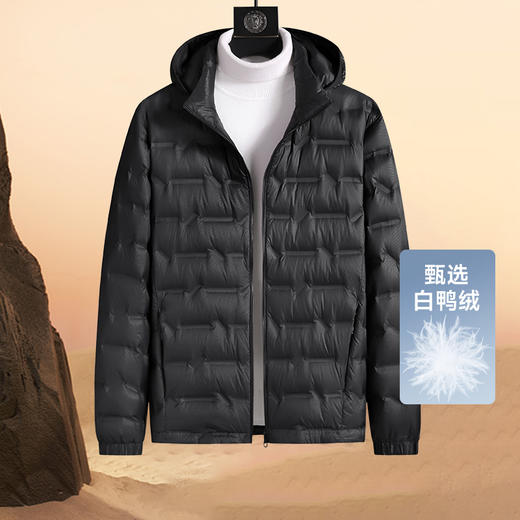 【新款DTH】大依优型大码连帽羽绒服白鸭绒可拆卸帽保暖加厚加肥加大上衣男士外套胖子 商品图0