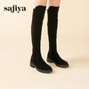 Safiya/索菲娅2023经典秋冬百搭圆头低跟弹力时装瘦瘦长靴 SF34117032/SF34119032 商品缩略图0