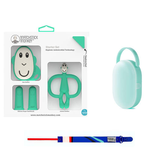 英国 Matchstick Monkey火柴猴牙胶婴儿磨牙棒 无尾款礼盒装+收纳盒+防掉链 10月+ 商品图0