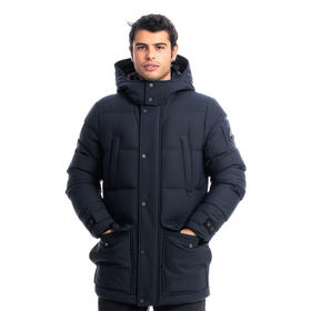 MOOSE KNUCKLES 男士金属驼鹿指节徽标连帽羽绒服 深蓝色 M32MJ152 833