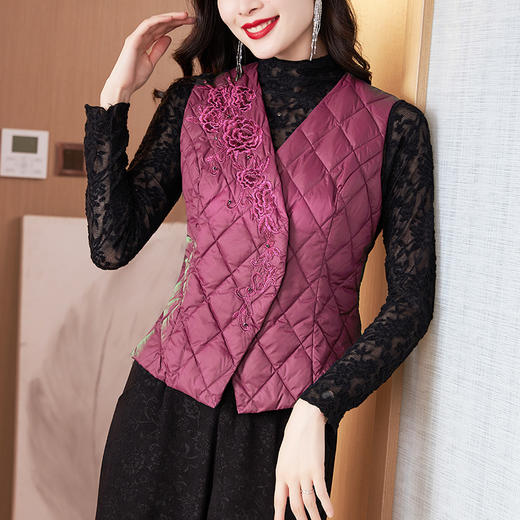 秋冬新款，棉马甲保暖妈妈外穿纯色上衣外套夹棉背心马甲KQL-422H2233 商品图2