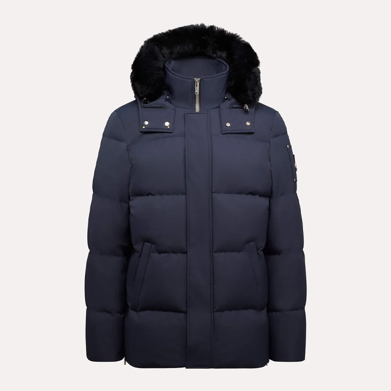 MOOSE KNUCKLES 男士金属驼鹿指节徽标连帽羽绒服 深蓝色 M32MJ178S 546