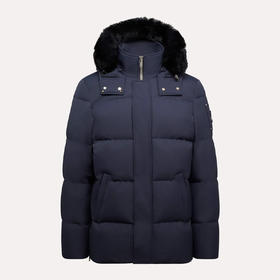 MOOSE KNUCKLES 男士金属驼鹿指节徽标连帽羽绒服 深蓝色 M32MJ178S 546