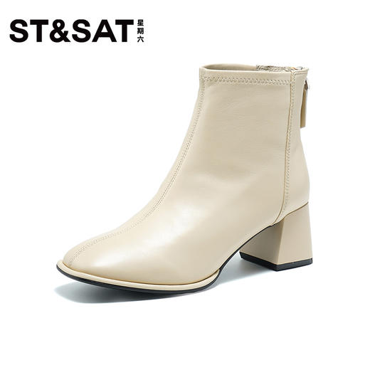 【绒里可选】星期六气质方头舒适粗高跟短靴SS34116563/SS3411856B 商品图12