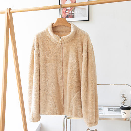 秋冬季【双面北极绒外套】珊瑚绒外套  女式宽松羊羔毛卫衣  温暖加厚北极绒夹克 商品图10
