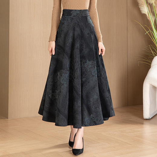 KQL 422H1281花色半身裙修身显瘦裙 商品图3