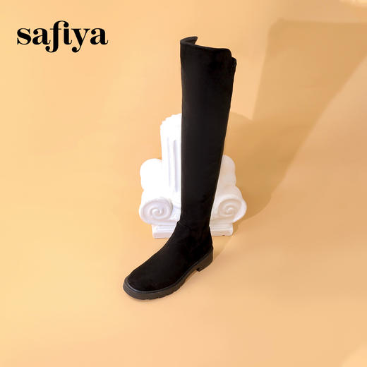 Safiya/索菲娅2023经典秋冬百搭圆头低跟弹力时装瘦瘦长靴 SF34117032/SF34119032 商品图4