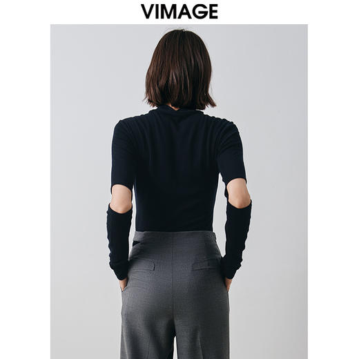 VIMAGE纬漫纪冬季新款洋气修身设计感款针织衫上衣V2013621 商品图5
