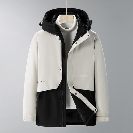 【新款DTH】大依优型大码连帽羽绒服白鸭绒保暖加厚加肥加大上衣男士外套胖子 商品图1