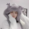 【韩版风格设计，轻松搭配各种服饰！】新款甜美可爱耳朵毛绒针织雷锋帽女冬季韩版保暖防寒加绒护耳帽子lm 商品缩略图2