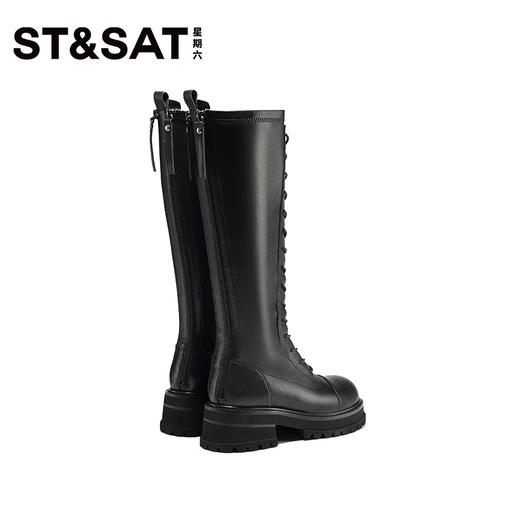 星期六经典复古绑带长筒骑士靴SS34117093 商品图7