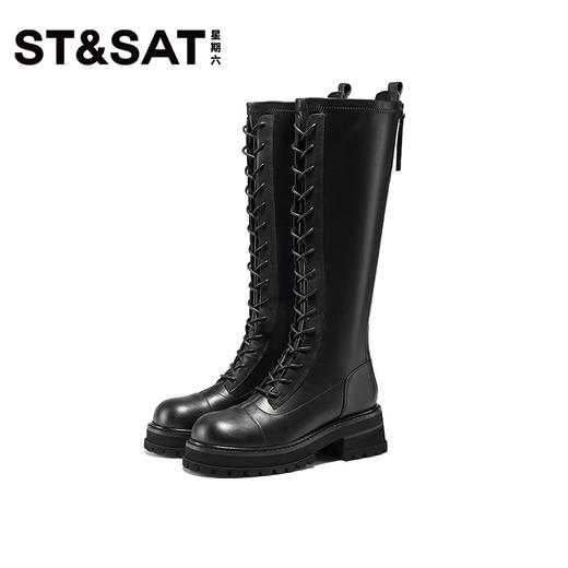 星期六经典复古绑带长筒骑士靴SS34117093 商品图6