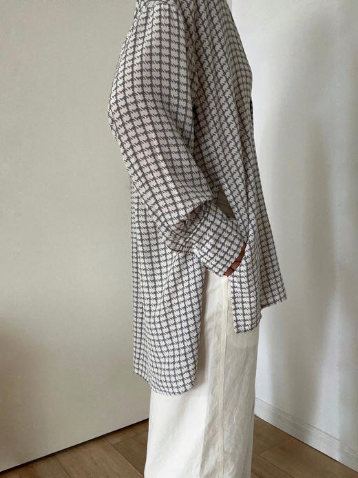 Semplicita | F18 西装领衬衫  [ 黑 / 真丝格子 ] 商品图11