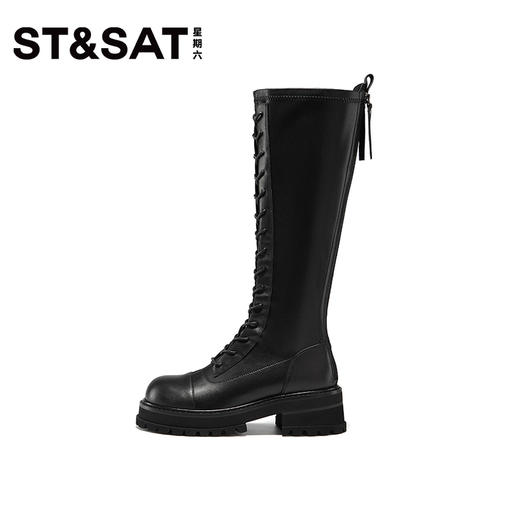 星期六经典复古绑带长筒骑士靴SS34117093 商品图5
