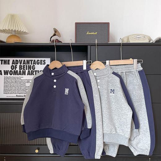 【高品质时尚，舒适兼具的选择！】秋季新款童装儿童运动套装撞色字母休闲两件套男童春秋装是您孩子的理想选择 商品图2