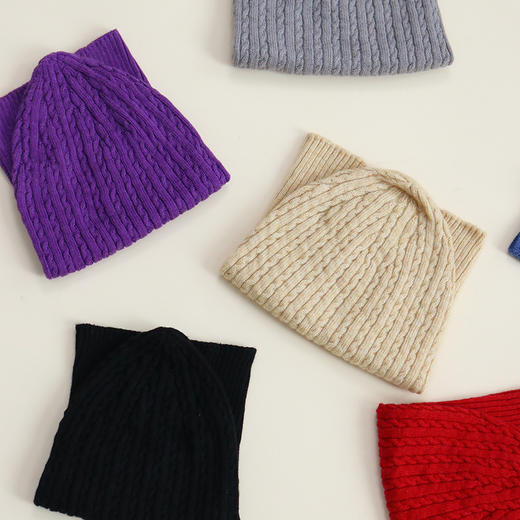 TG-TG04S056秋冬显脸小保暖真丝羊绒针织帽女毛线帽子桑蚕丝大头围月子帽 商品图1