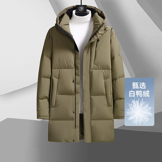 【防钻绒】【新款DTH】大依优型大码羽绒服白鸭绒连帽中长款保暖加厚加肥加大上衣男士外套胖子 商品图6