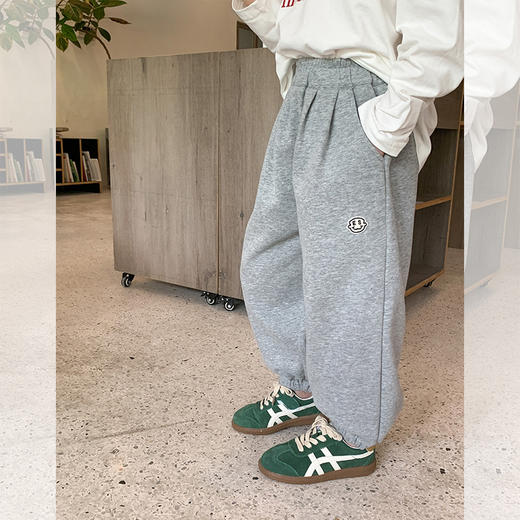 【出色休闲风格，更加自由舒适！】艾摩贝贝童裤男女童休闲韩版束脚收口长裤子儿童复合加厚运动卫裤lm 商品图5