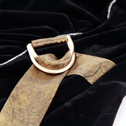 NG860斯尔丽2023新款中国风金丝绒拼钻链圆领连衣裙 商品图4