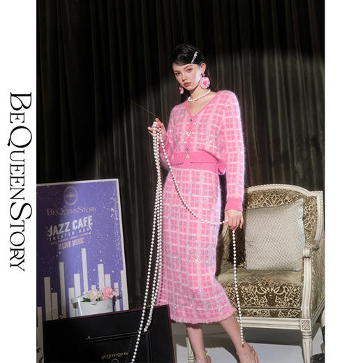 BeQueenStory【粉调八音盒】秋冬日常优雅绵羊毛马海毛羊驼毛套装 商品图0