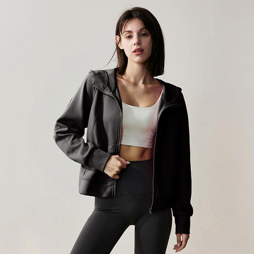 跃牌【瑜见伽人系列】休闲宽松拉链连帽上衣户外运动外套 YY7014 商品图4