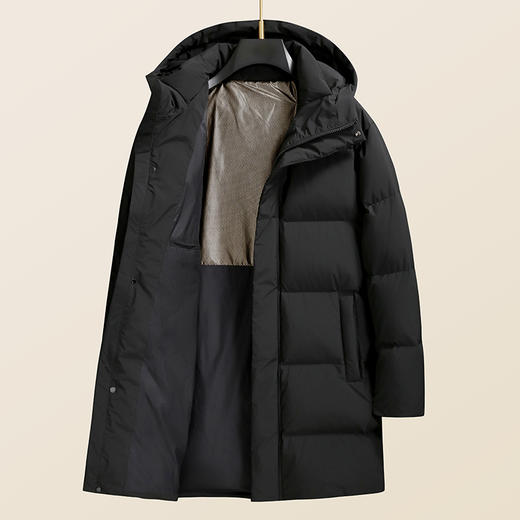 【防钻绒】【新款DTH】大依优型大码连帽羽绒服白鸭绒中长款保暖加厚加肥加大上衣男士外套胖子 商品图3