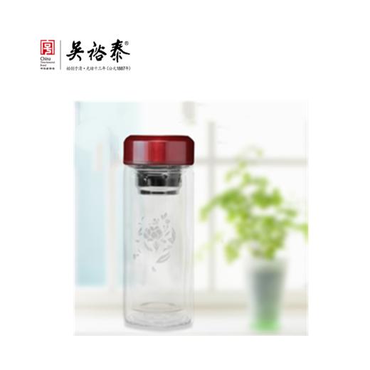 吴裕泰玻璃双层随身杯（红） 商品图0