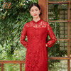 佐尔美秋季新款 优雅蕾丝高定中国红连衣裙女E33LL32 商品缩略图0
