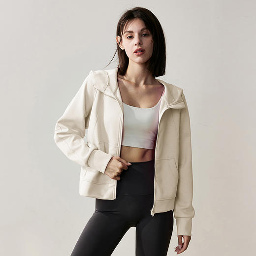 跃牌【瑜见伽人系列】休闲宽松拉链连帽上衣户外运动外套 YY7014 商品图5