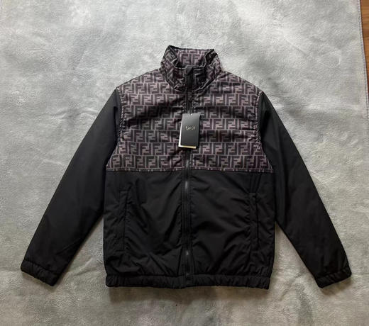 FD 男士 黑徽标印花梭织拼接 休闲棉夹克外套 Z-11088 商品图1