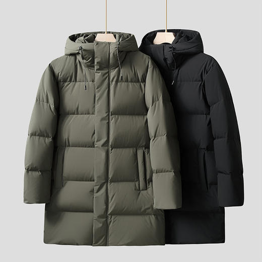 【防钻绒】【新款DTH】大依优型大码连帽羽绒服白鸭绒中长款保暖加厚加肥加大上衣男士外套胖子 商品图2