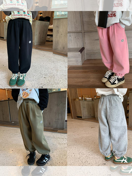 【出色休闲风格，更加自由舒适！】艾摩贝贝童裤男女童休闲韩版束脚收口长裤子儿童复合加厚运动卫裤lm 商品图0