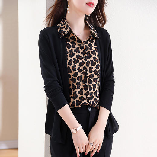 假两件开衫，秋冬季新款宽松遮肚显瘦长袖气质百搭上衣KQL-E324N9678 商品图2