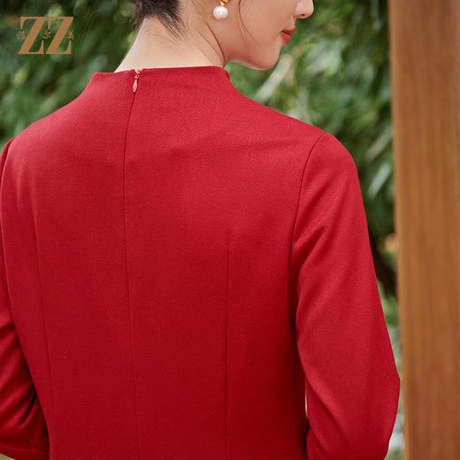 佐尔美秋季新款  优雅气质新中式旗袍风烫钻连衣裙女E33LL34 商品图4