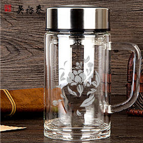 吴裕泰办公双层玻璃杯