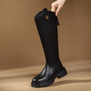西村名物2023年秋冬新款长靴高筒靴直筒厚底增高骑士靴女秋冬【修饰腿型T23DQ45801 商品缩略图3