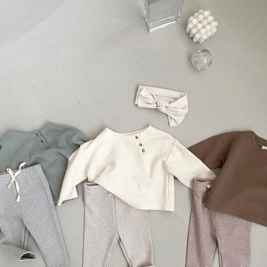 【高质量的棉质面料，出色透气性和舒适度！】韩版ins春秋新生婴儿简约棉休闲长袖T恤婴幼童宝宝春款开扣打底衫lm 商品图3