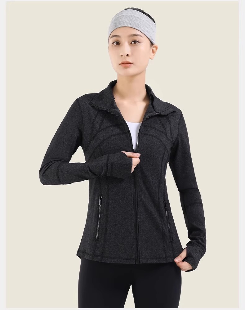 系列】秋冬新款瑜伽运动外套女锦氨弹力拉链跑步健身瑜伽长袖上衣夹克
