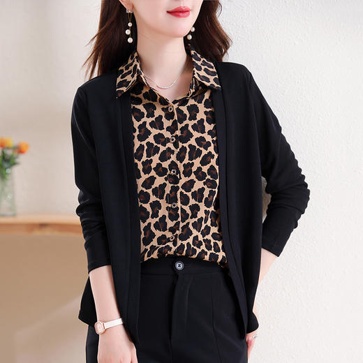 假两件开衫，秋冬季新款宽松遮肚显瘦长袖气质百搭上衣KQL-E324N9678 商品图0